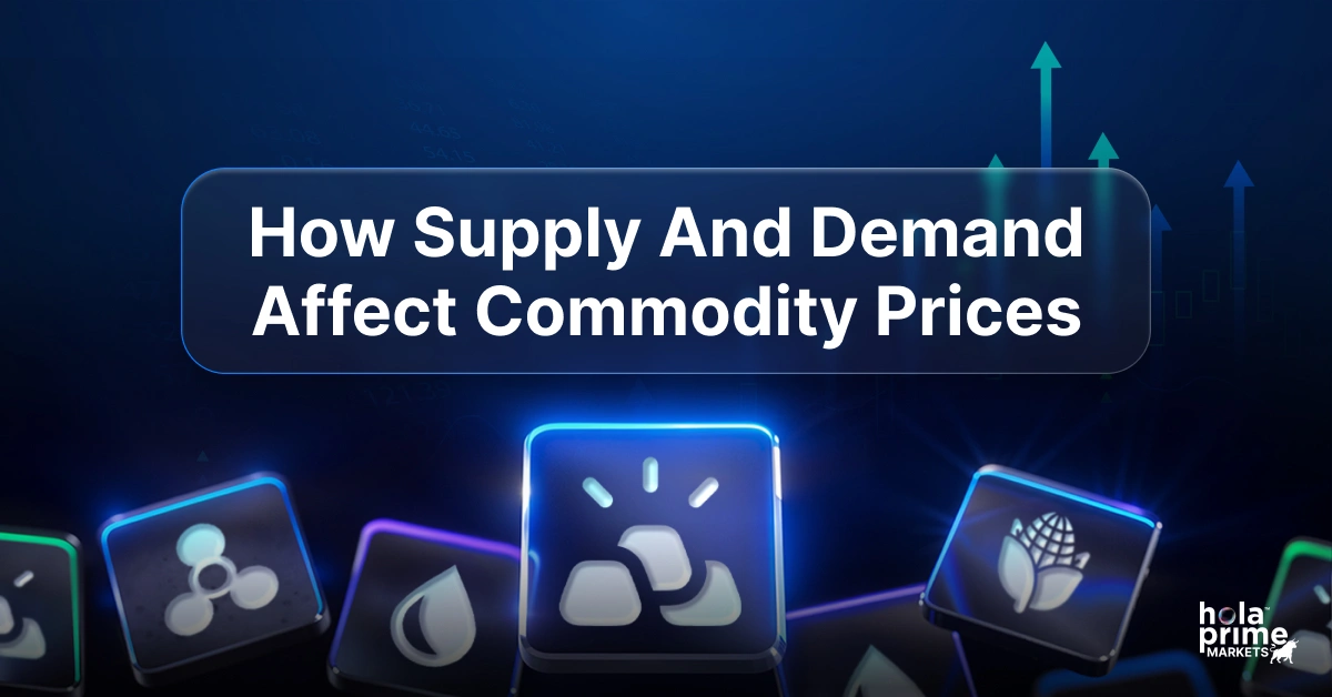 Infographic with title, how supply and demand affect commodity prices?