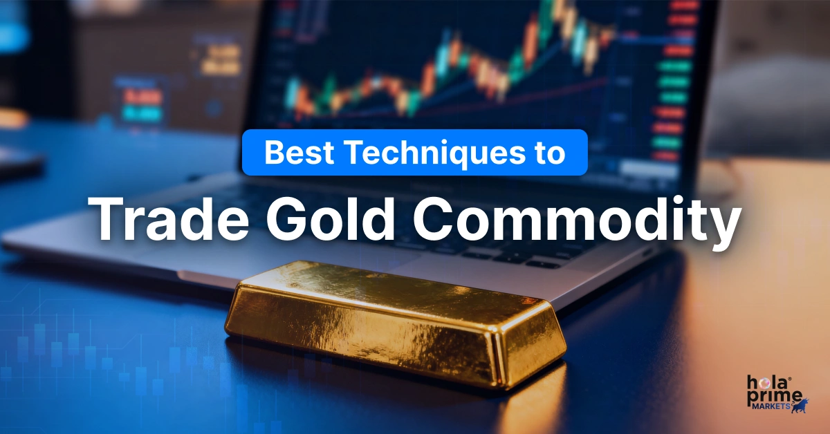 Infographic with title, Best Techniques to Trade Gold Commodity.