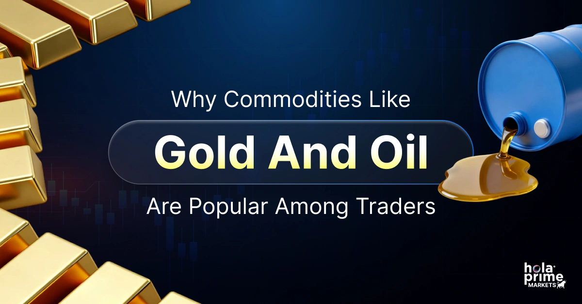 Infographic with title, Why Commodities Like Gold and Oil Are So Popular Among Traders.